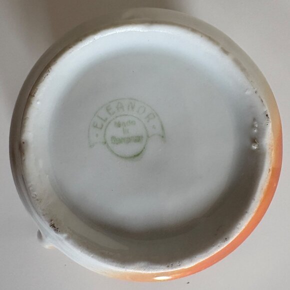 Eleanor Germany Orange Lusterware Porcelain Creamer Floral Design Vintage - Picture 6 of 8